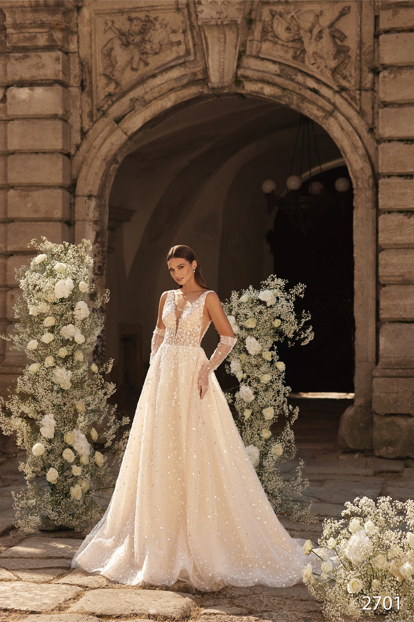 KatrinFAVORboutique-Sequin wedding dress Sparkle wedding gown Blush bridal dress