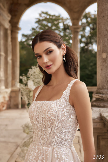 KatrinFAVORboutique-Square neck wedding dress Blush wedding gown