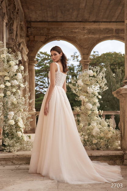 KatrinFAVORboutique-Square neck wedding dress Blush wedding gown