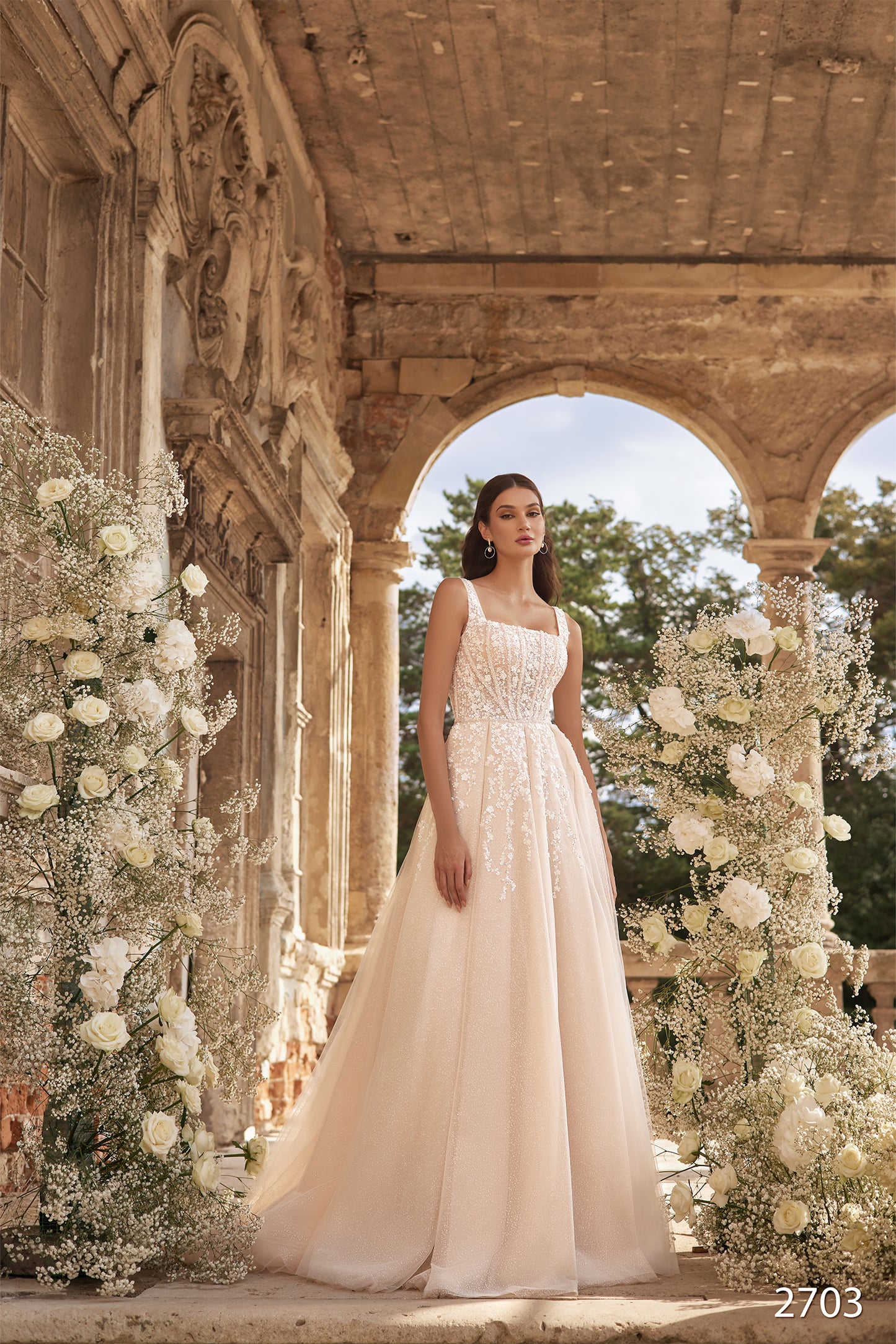 KatrinFAVORboutique-Square neck wedding dress Blush wedding gown
