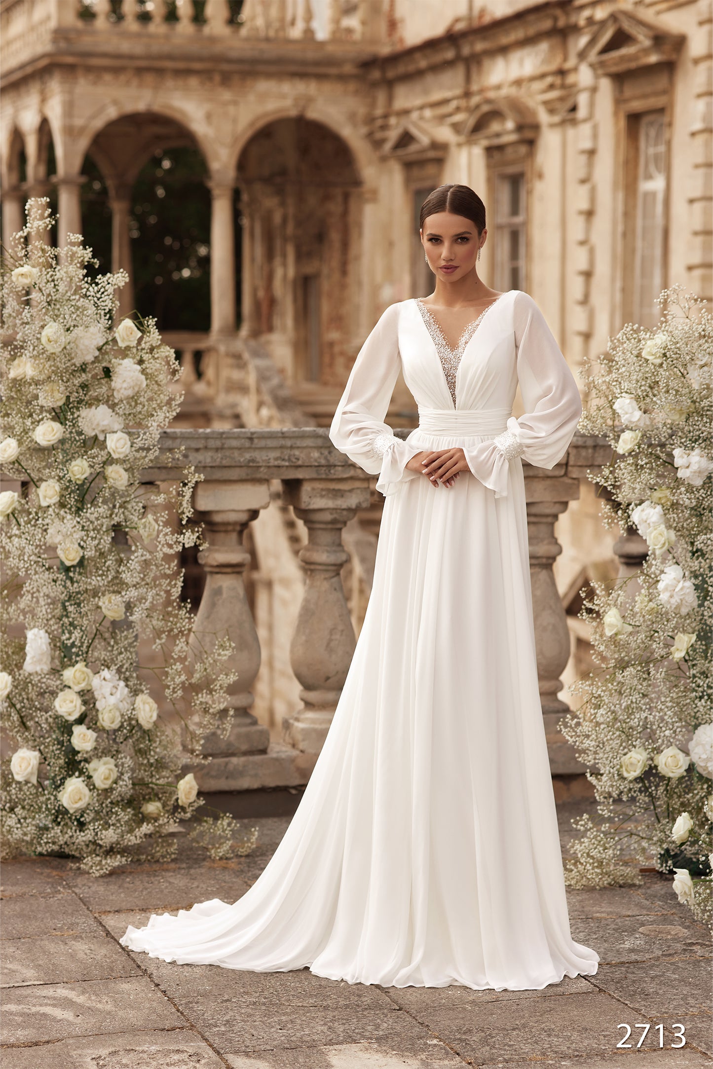 KatrinFAVORboutique-Bridal dress chiffon Long sleeve boho wedding dresses