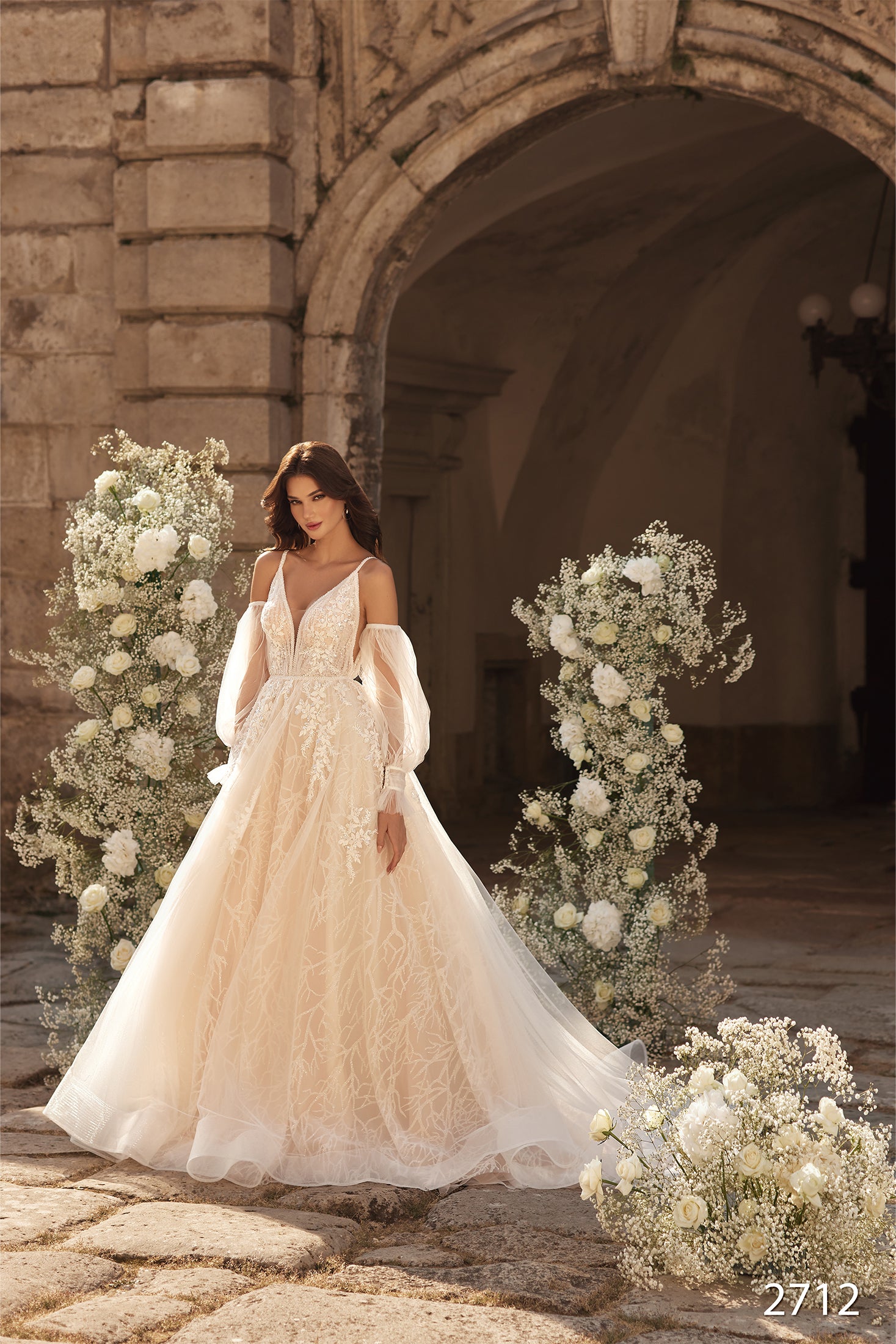 KatrinFAVORboutique-Beach wedding dress Detachable sleeves wedding dress 