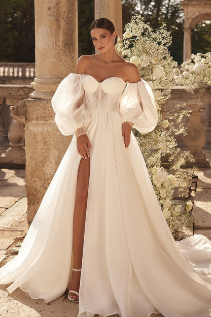 organza wedding dresses Metallic Silk Dress with Ruffle Slit designed to turn heads and capture hearts Illusion Lace Back Elegant Crepe