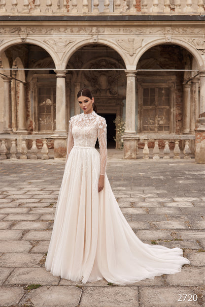 Two piece long sleeve wedding dress