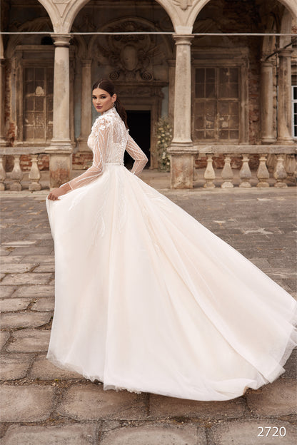 Two piece long sleeve wedding dress