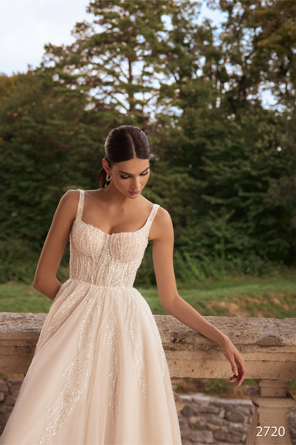 Two piece long sleeve wedding dress