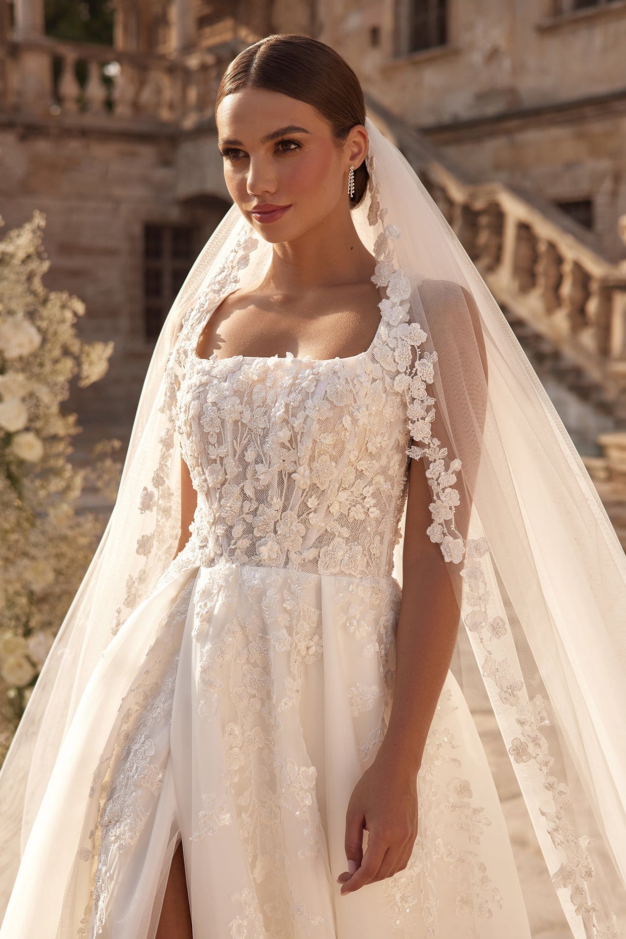 KatrinFAVORboutique-Square neckline wedding dress Embroidered wedding gown