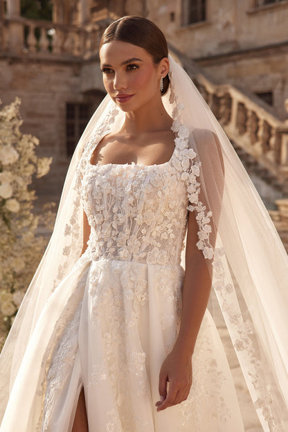KatrinFAVORboutique-Square neckline wedding dress Embroidered wedding gown