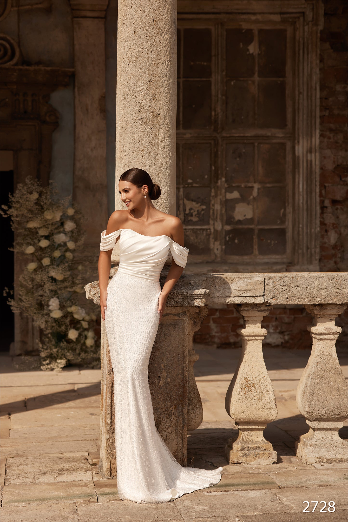 off the shoulder two piece wedding dress Off Shoulder Lace Beach Two Piece Wedding Dress