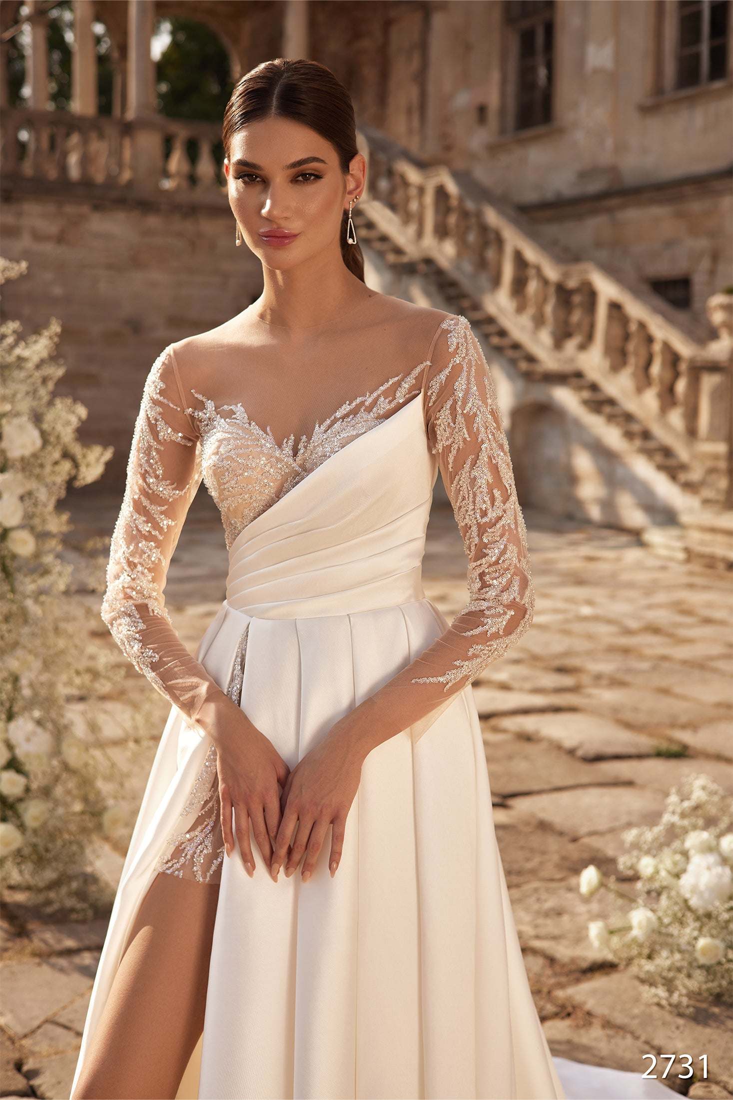 KatrinFAVORboutique-Satin and lace wedding dress Most unique wedding gowns