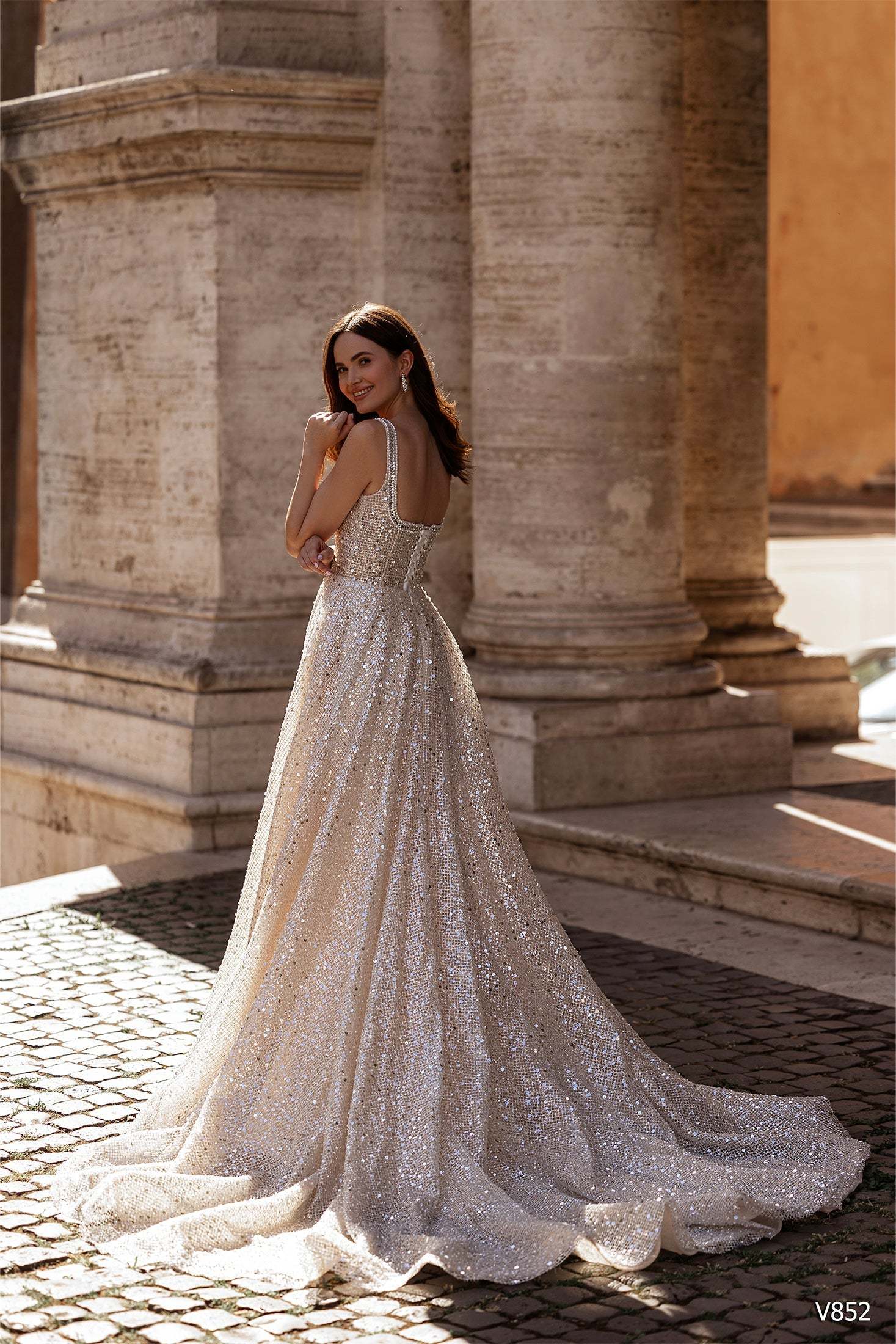 KatrinFAVORboutique-Champagne wedding dress Sparkly wedding gown