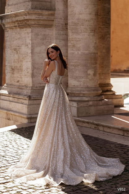 KatrinFAVORboutique-Champagne wedding dress Sparkly wedding gown