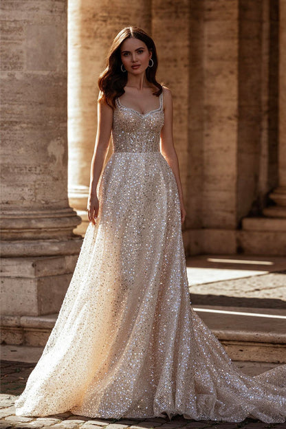 KatrinFAVORboutique-Champagne wedding dress Sparkly wedding gown