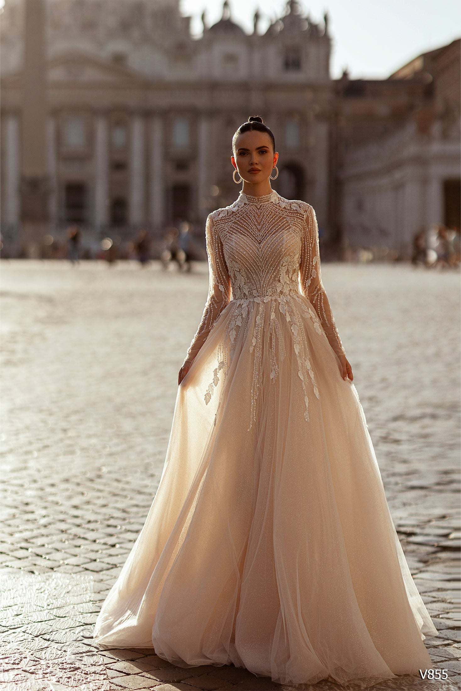 KatrinFAVORboutique-High neck fit and flare wedding dress Wedding attires 