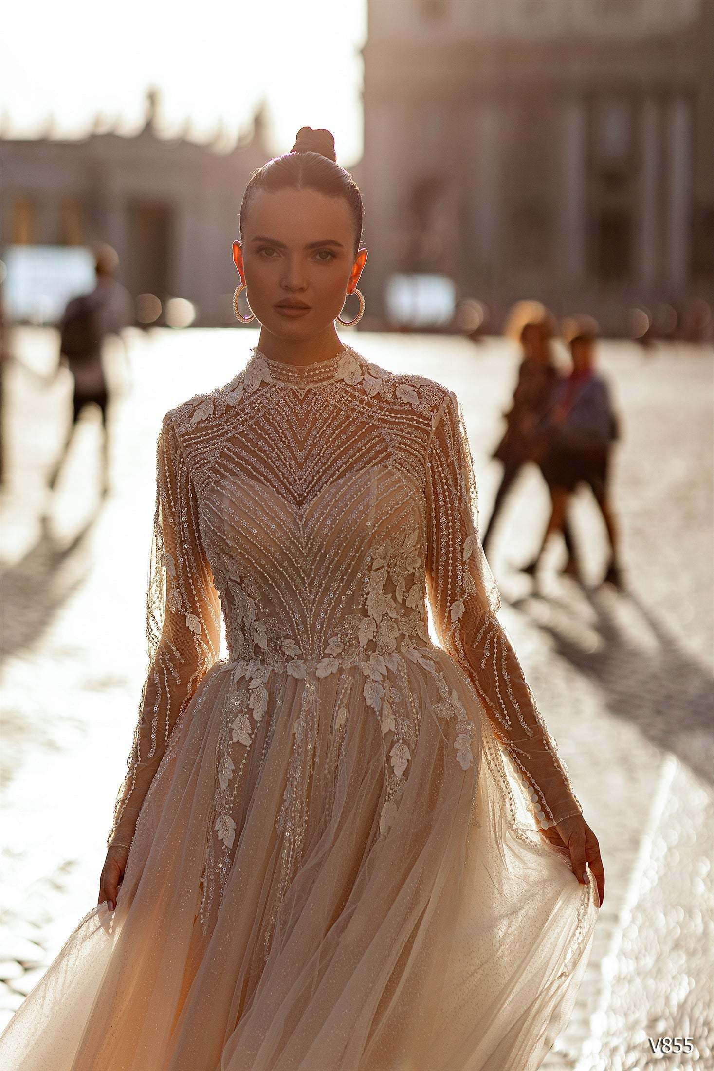 KatrinFAVORboutique-High neck fit and flare wedding dress Wedding attires 