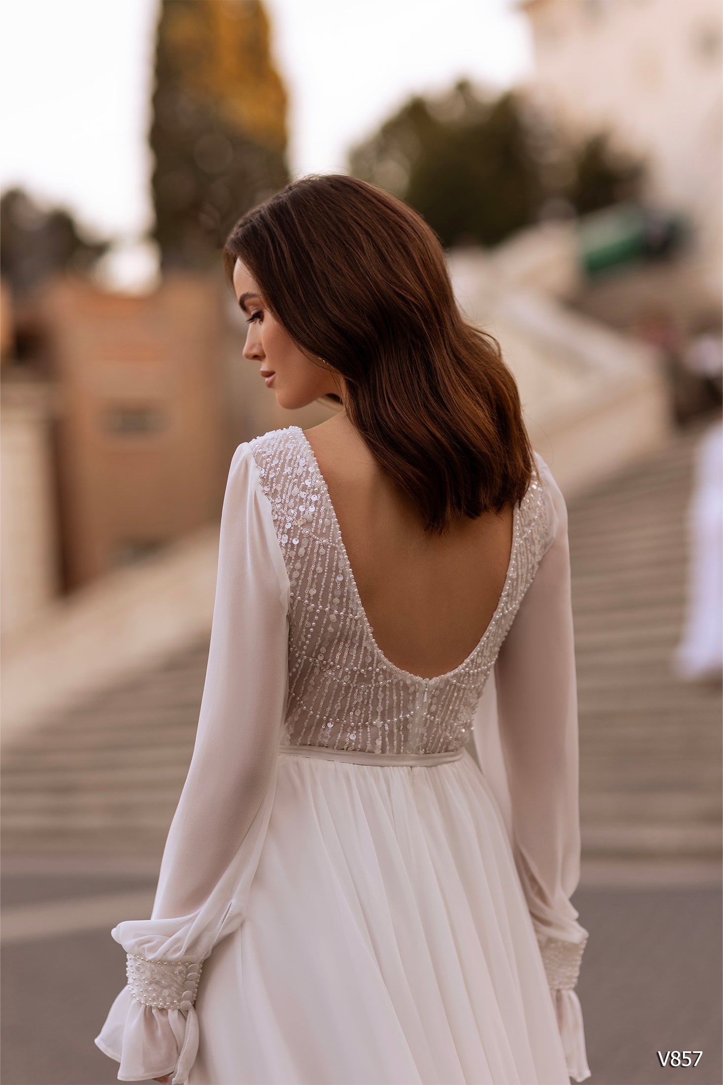 KatrinFAVORboutique-Boho chiffon wedding dress Destination bridal dresses