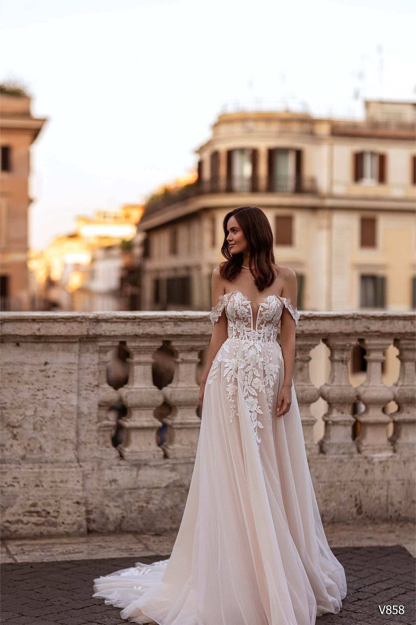 KatrinFAVORboutique-Blush floral wedding dress Bridal dresses for summer