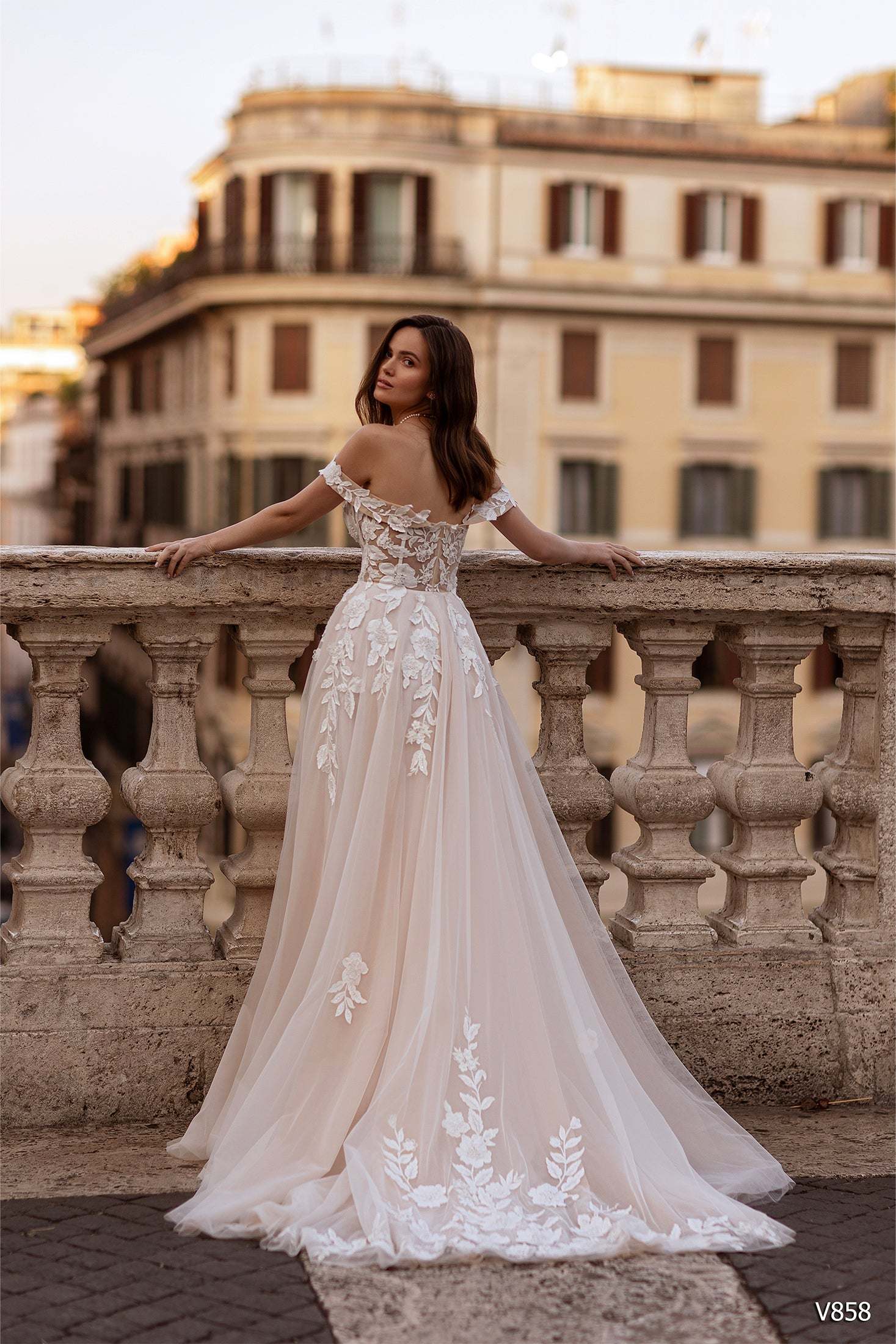 KatrinFAVORboutique-Blush floral wedding dress Bridal dresses for summer