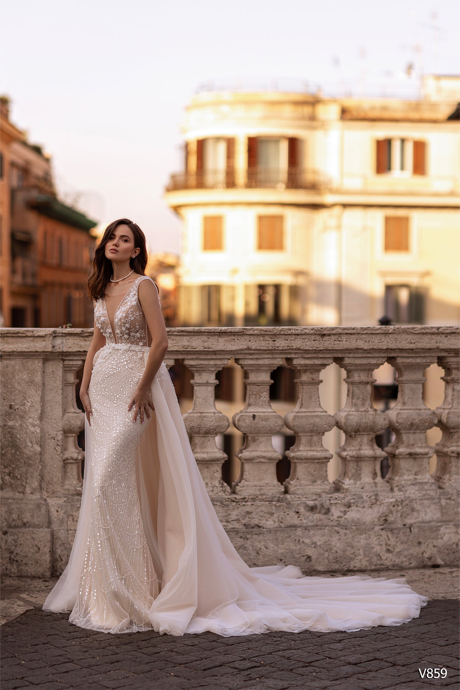 KatrinFAVORboutique-Fitted lace wedding gown Blush pink wedding dress