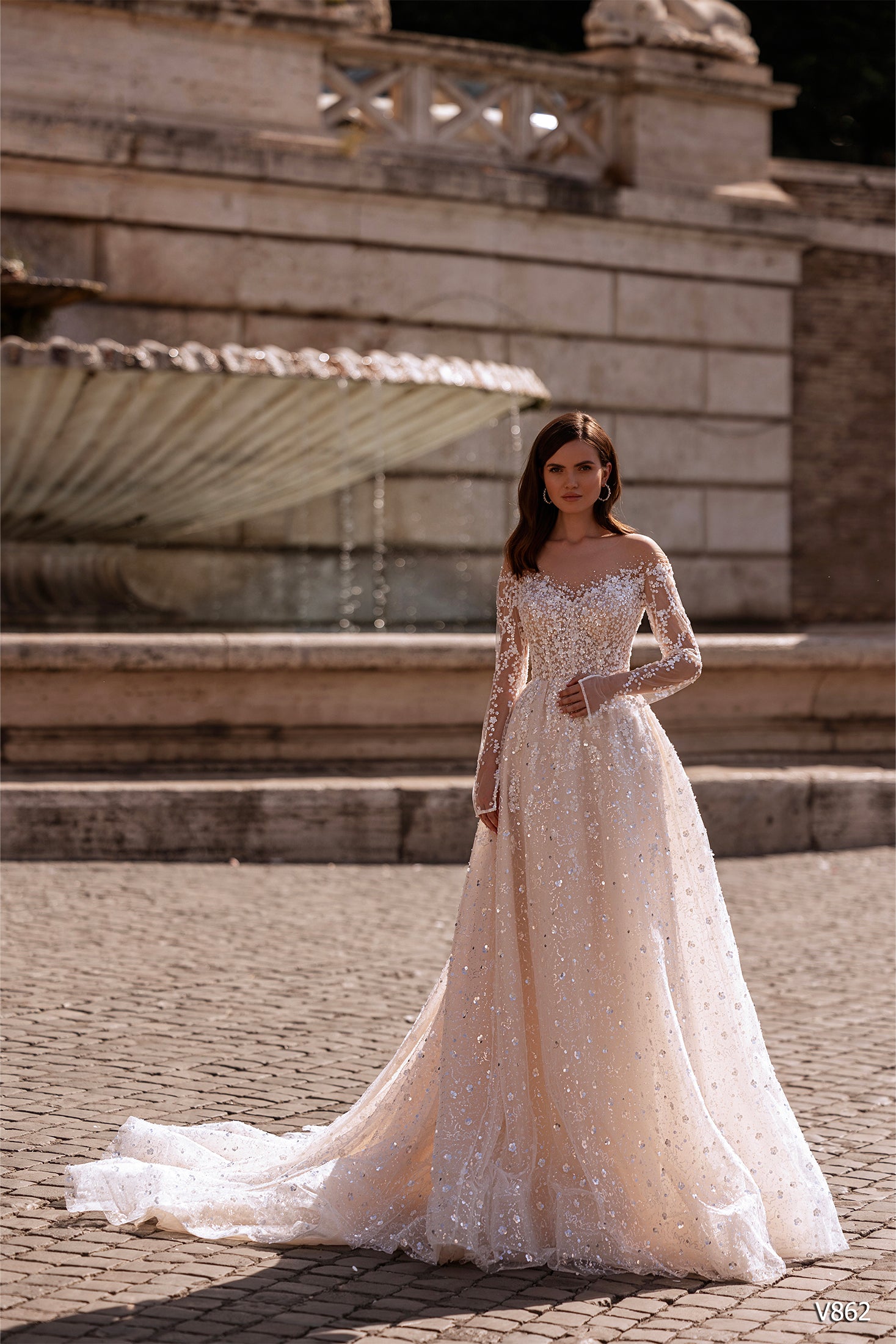 KatrinFAVORboutique-Open back wedding dress Sparkly wedding gown