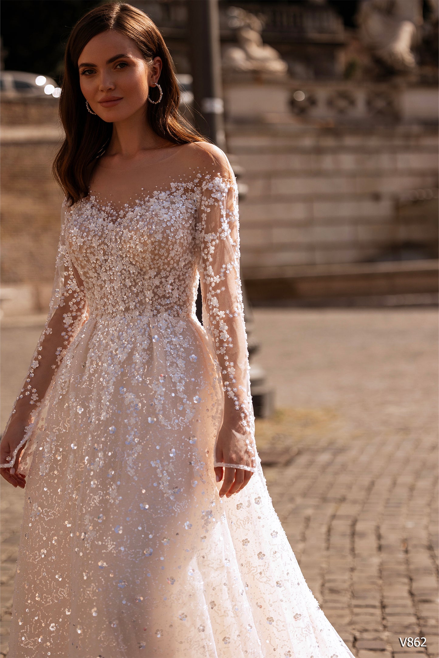 KatrinFAVORboutique-Open back wedding dress Sparkly wedding gown