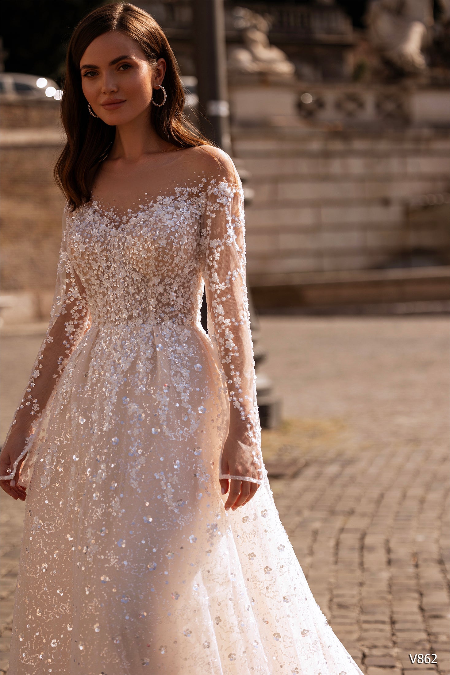 KatrinFAVORboutique-Open back wedding dress Sparkly wedding gown