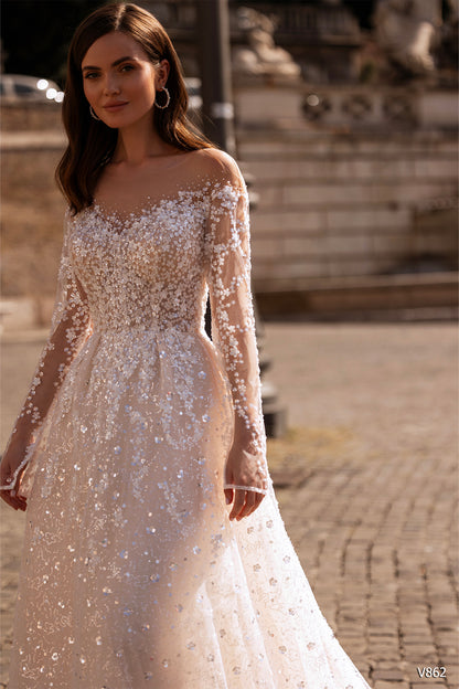 KatrinFAVORboutique-Open back wedding dress Sparkly wedding gown