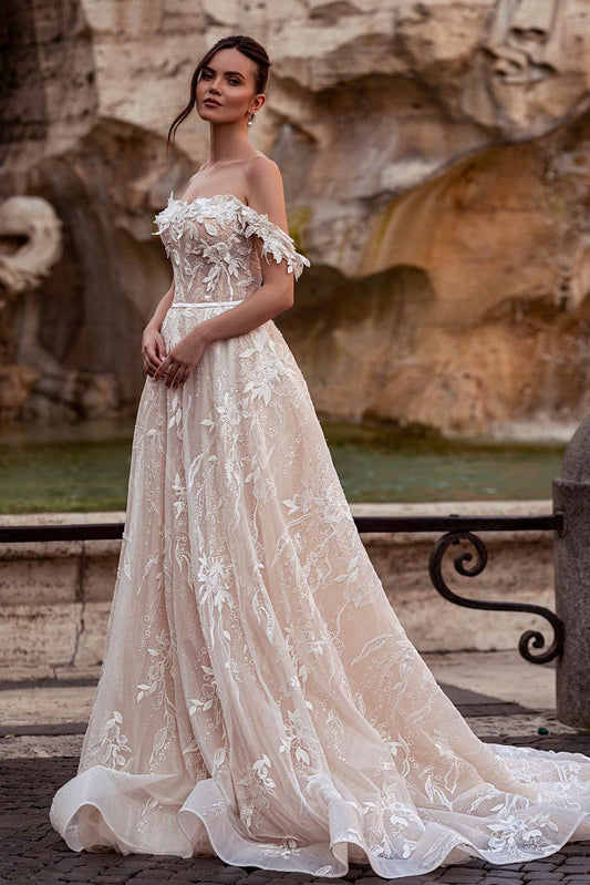 KatrinFAVORboutique-Floral lace wedding gown Garden wedding dresses