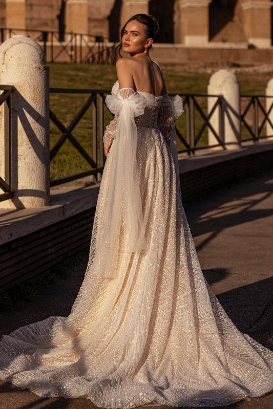 KatrinFAVORboutique-Wedding dress sleeves detachable Modern dress wedding