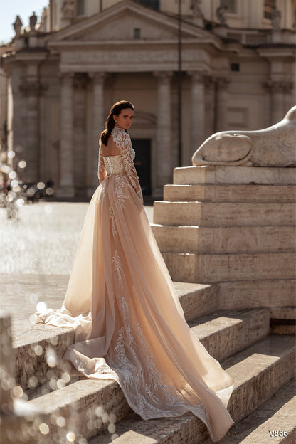 KatrinFAVORboutique-Lace long sleeve wedding dress 2 piece wedding gown