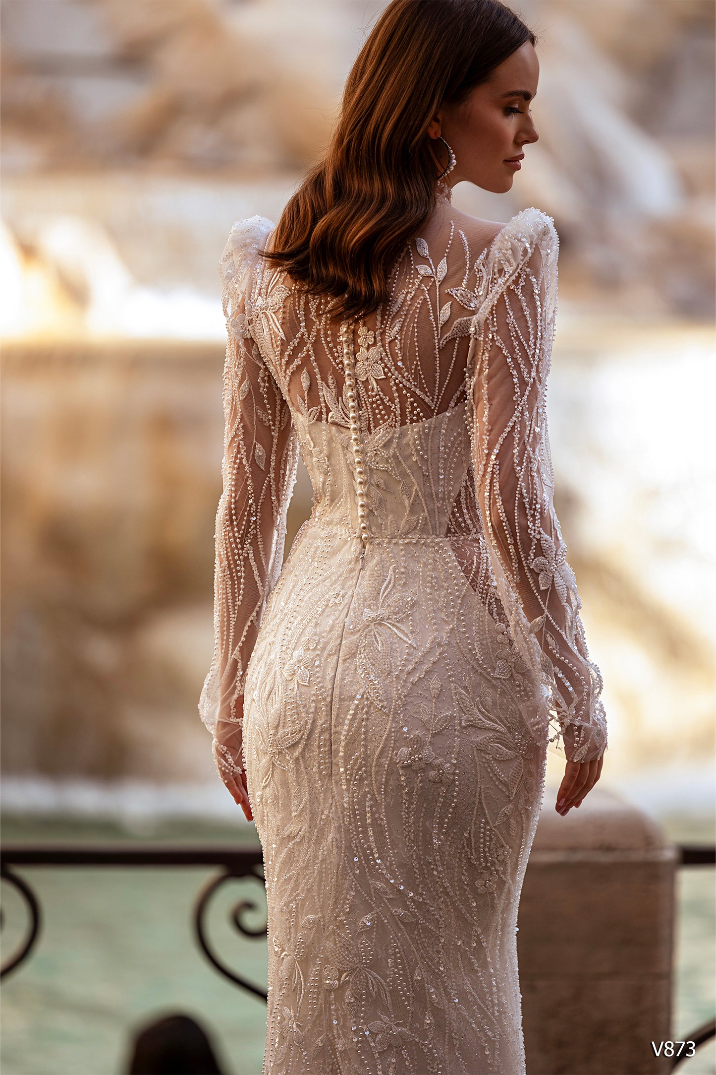 Elegant wedding dresses with high neck and long sleeves