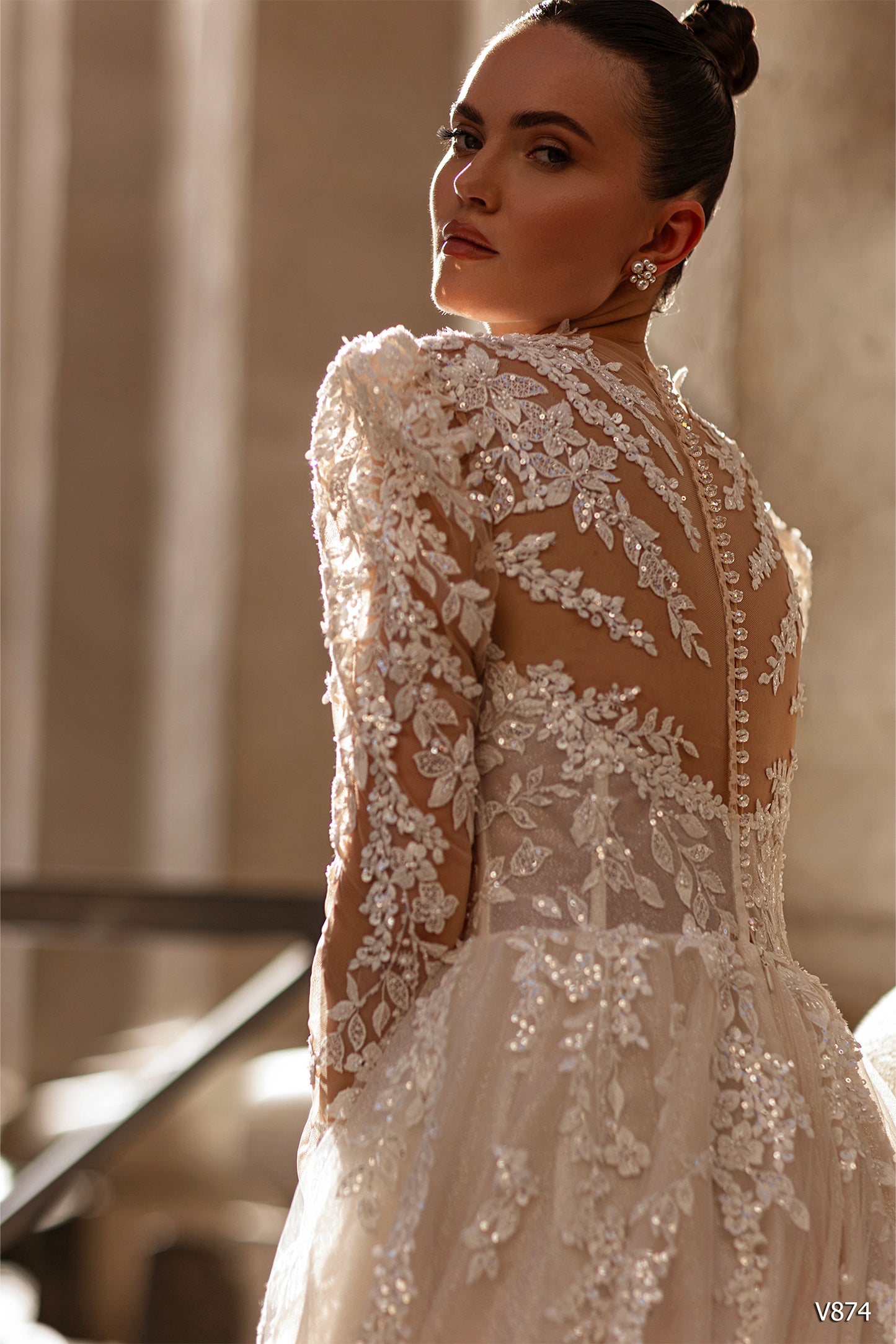 KatrinFAVORboutique-Blush dress for wedding Long sleeve a line wedding dress