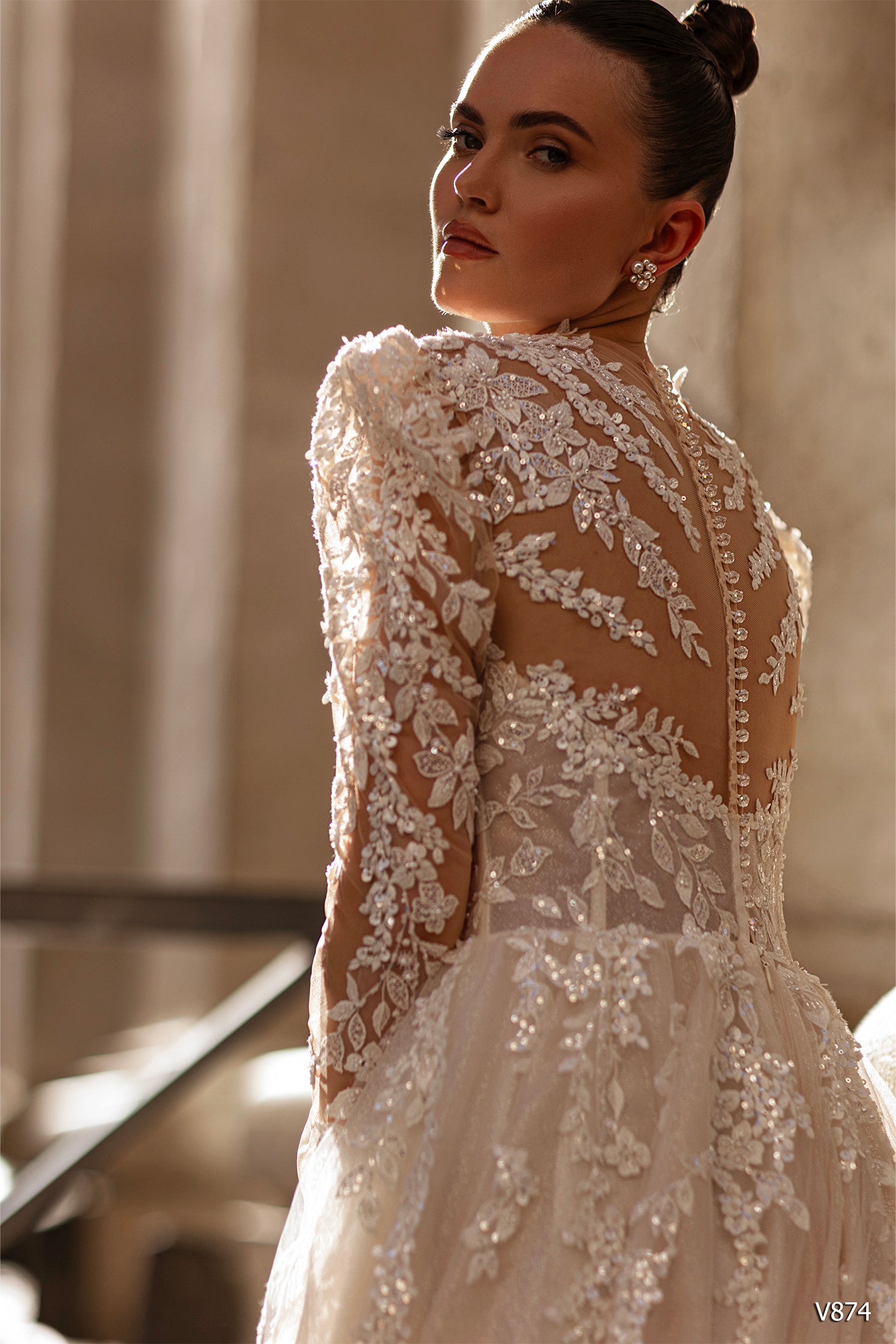 KatrinFAVORboutique-Blush dress for wedding Long sleeve a line wedding dress