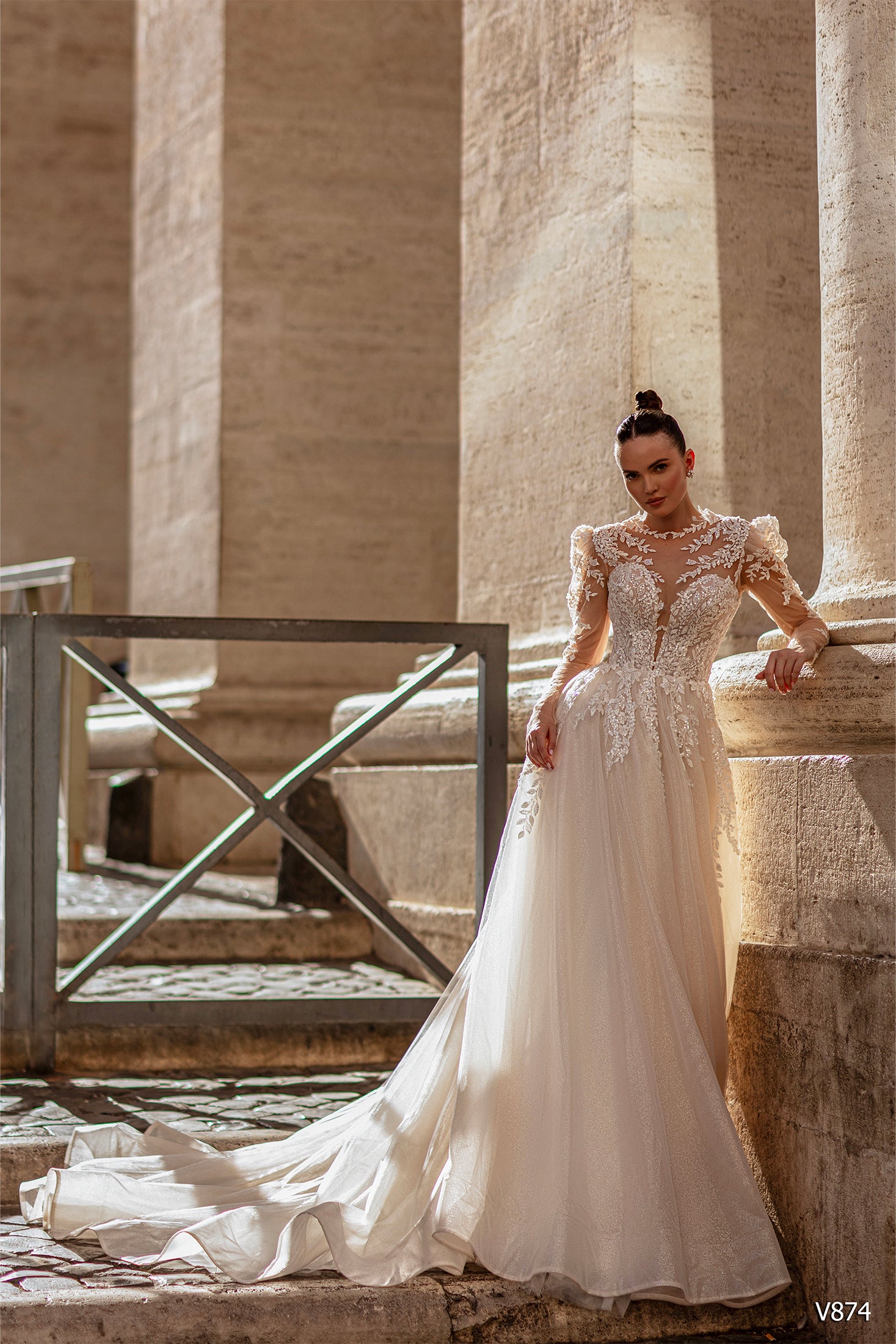 KatrinFAVORboutique-Blush dress for wedding Long sleeve a line wedding dress