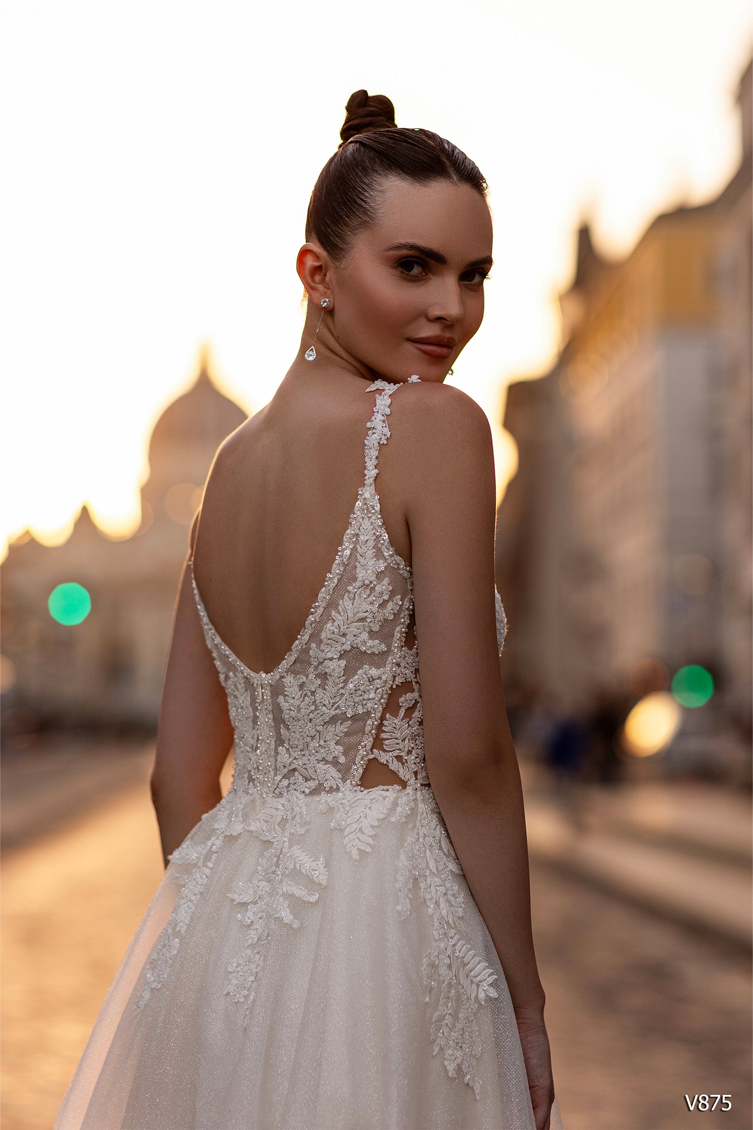 KatrinFAVORboutique-Beach wedding outfit A line glitter wedding dress embroidered