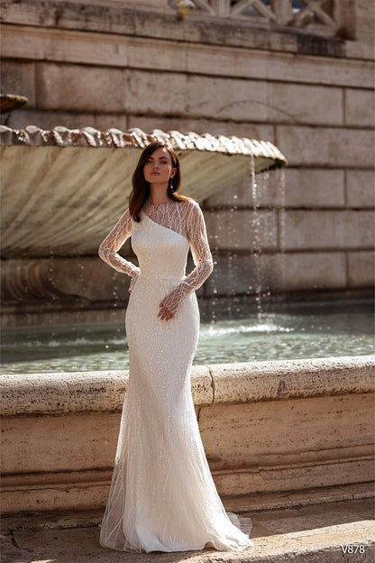 KatrinFAVORboutique-Embroidered dress for wedding Trumpet wedding gown