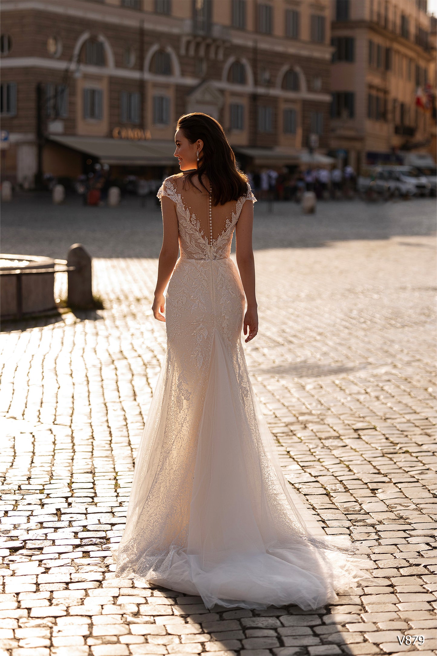 Mermaid style wedding dress Embroidered wedding gown
