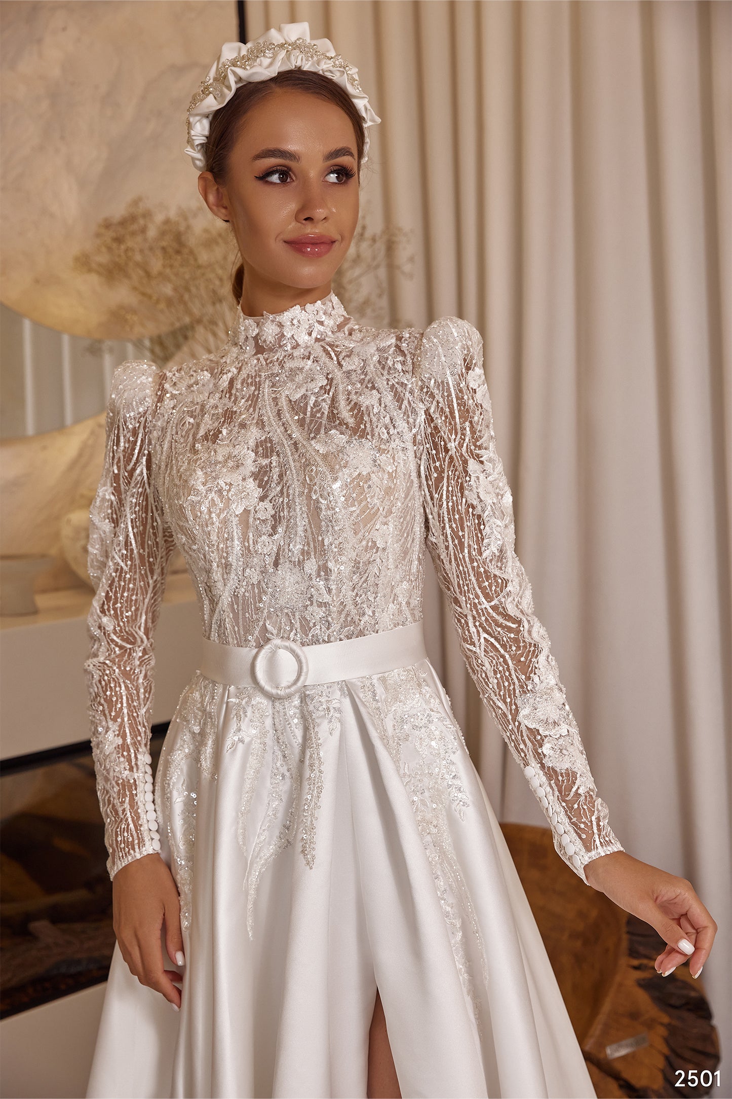 KatrinFAVORboutique-Back button wedding dress Classy modern wedding dress