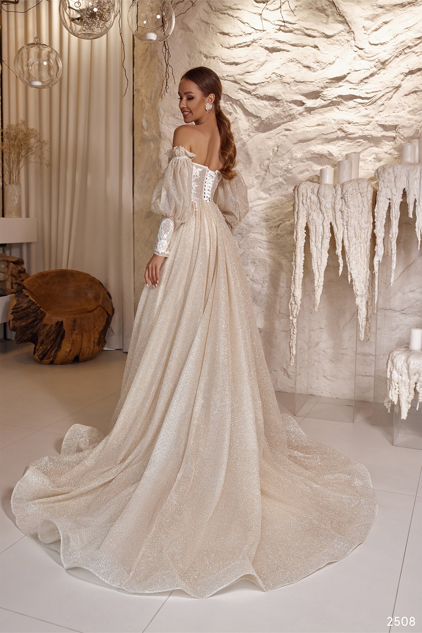 KatrinFAVORboutique-Sparkly champagne wedding dress Fairy wedding dress