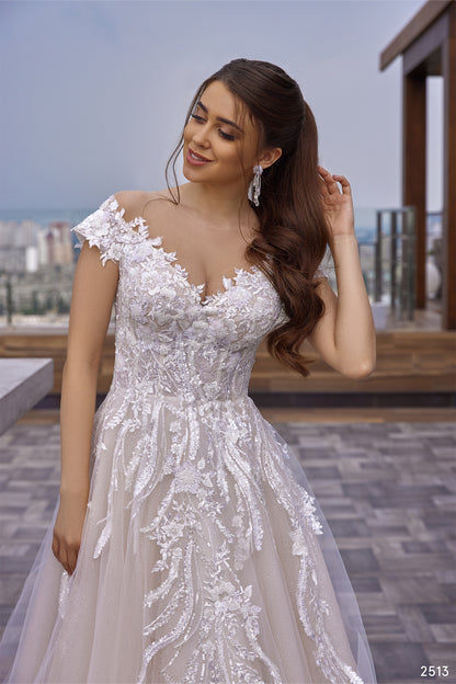 KatrinFAVORboutique-Illusion back wedding dress with buttons Elope bridal 