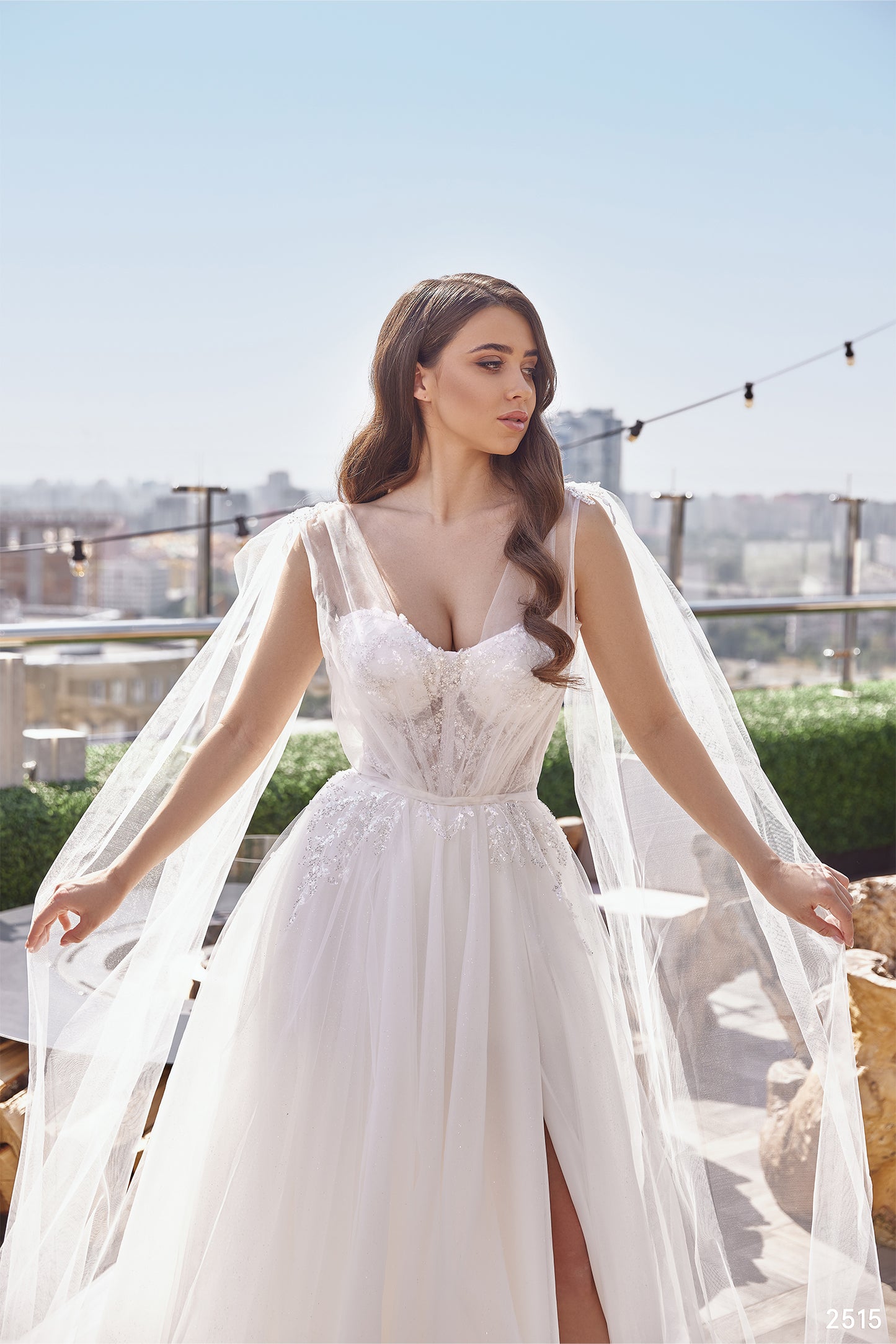 2 in 1 tulle ethereal beach wedding dress