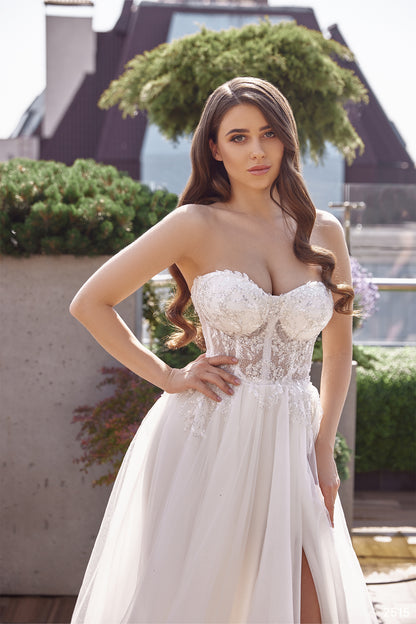 2 in 1 tulle ethereal beach wedding dress