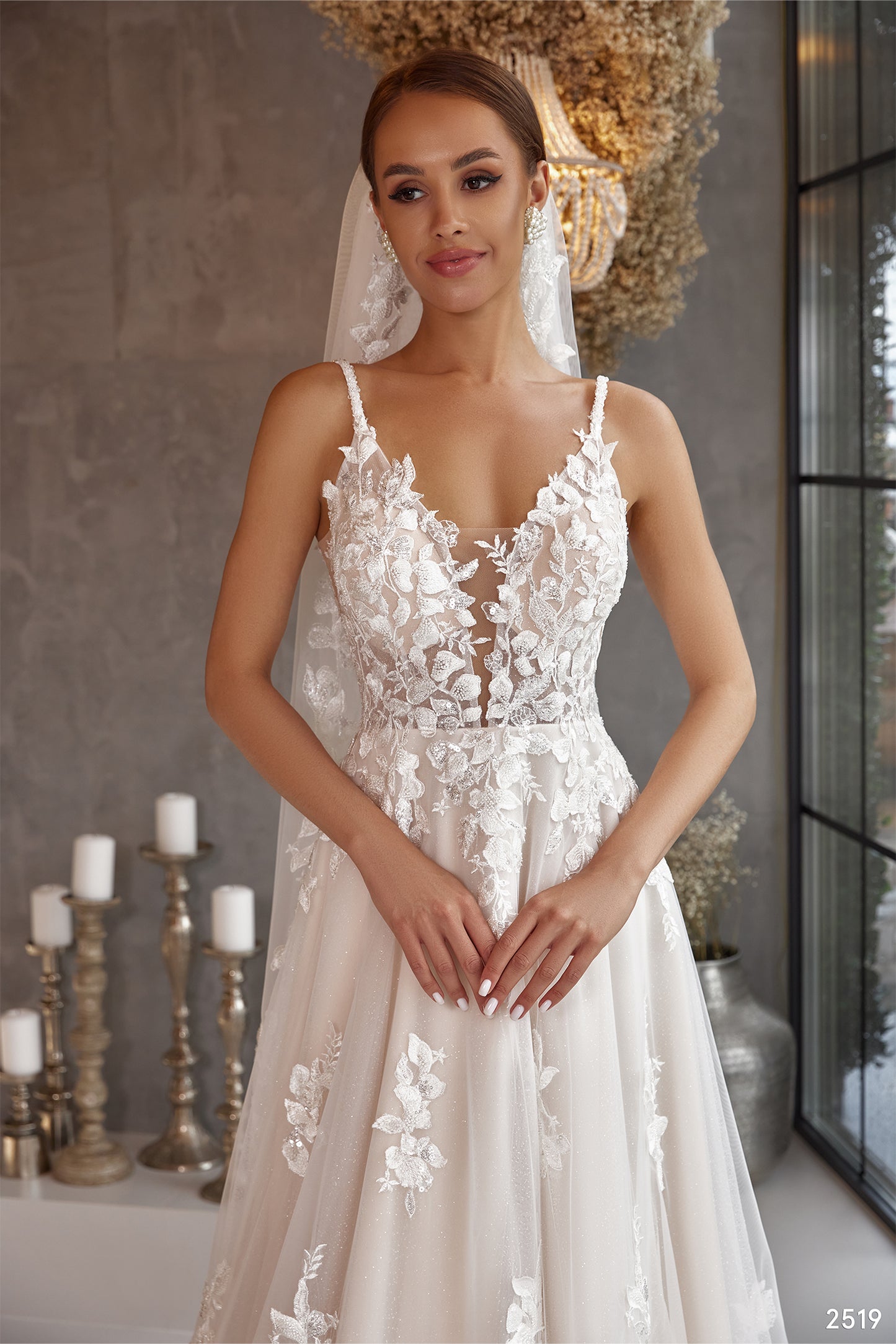 Spaghetti straps a-line beach wedding dress