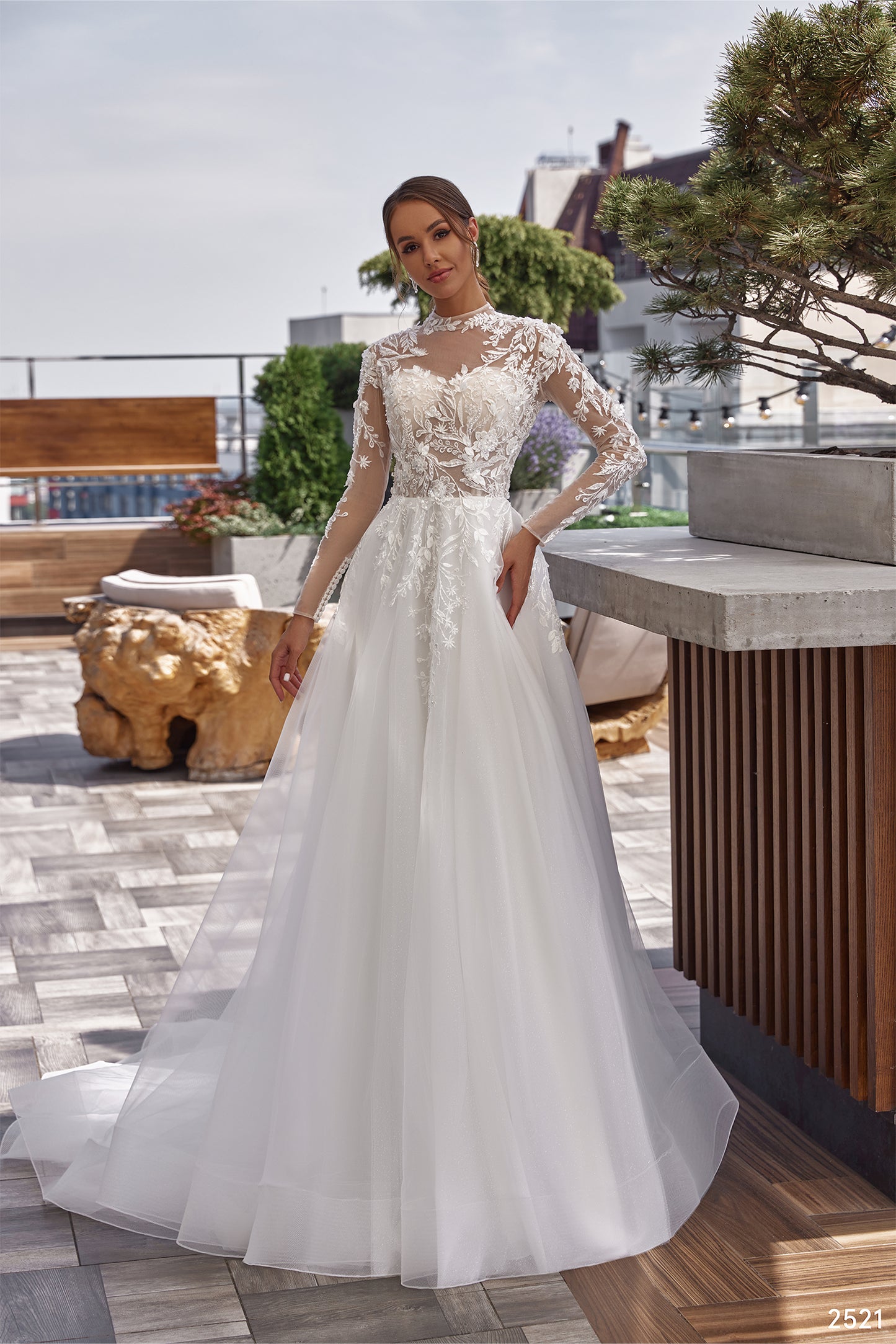 Lace sleeve wedding gown Embroidered wedding dress