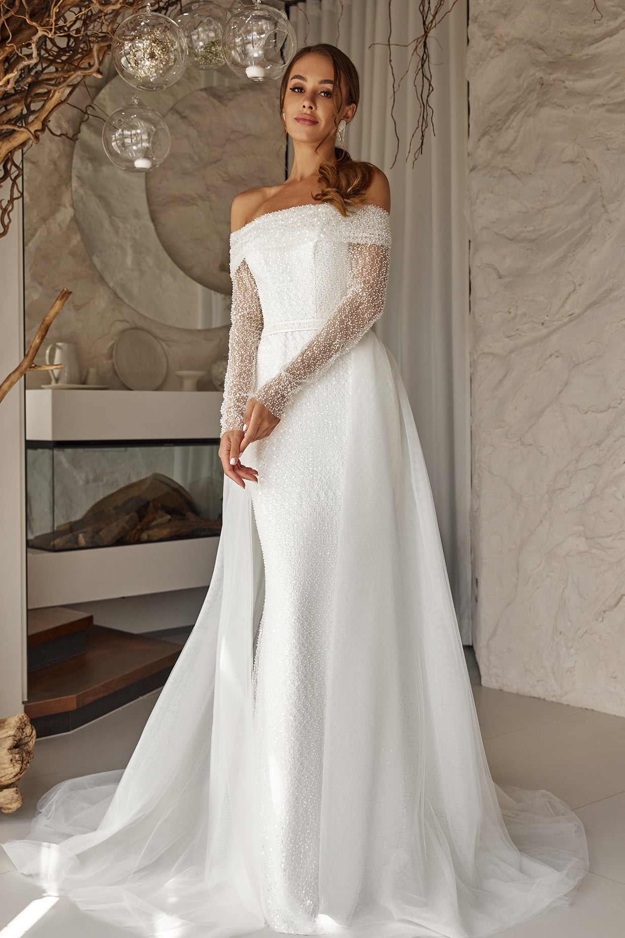 Two piece beaded wedding dress