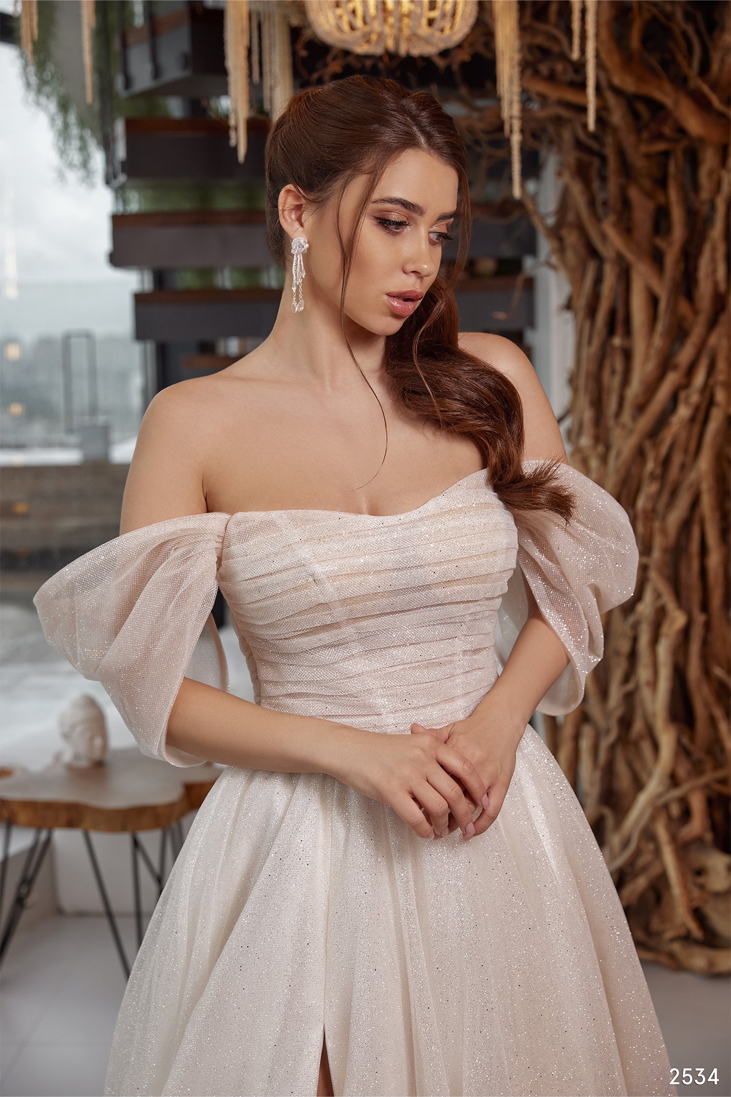 Sparkle fairy off the shoulder wedding dress