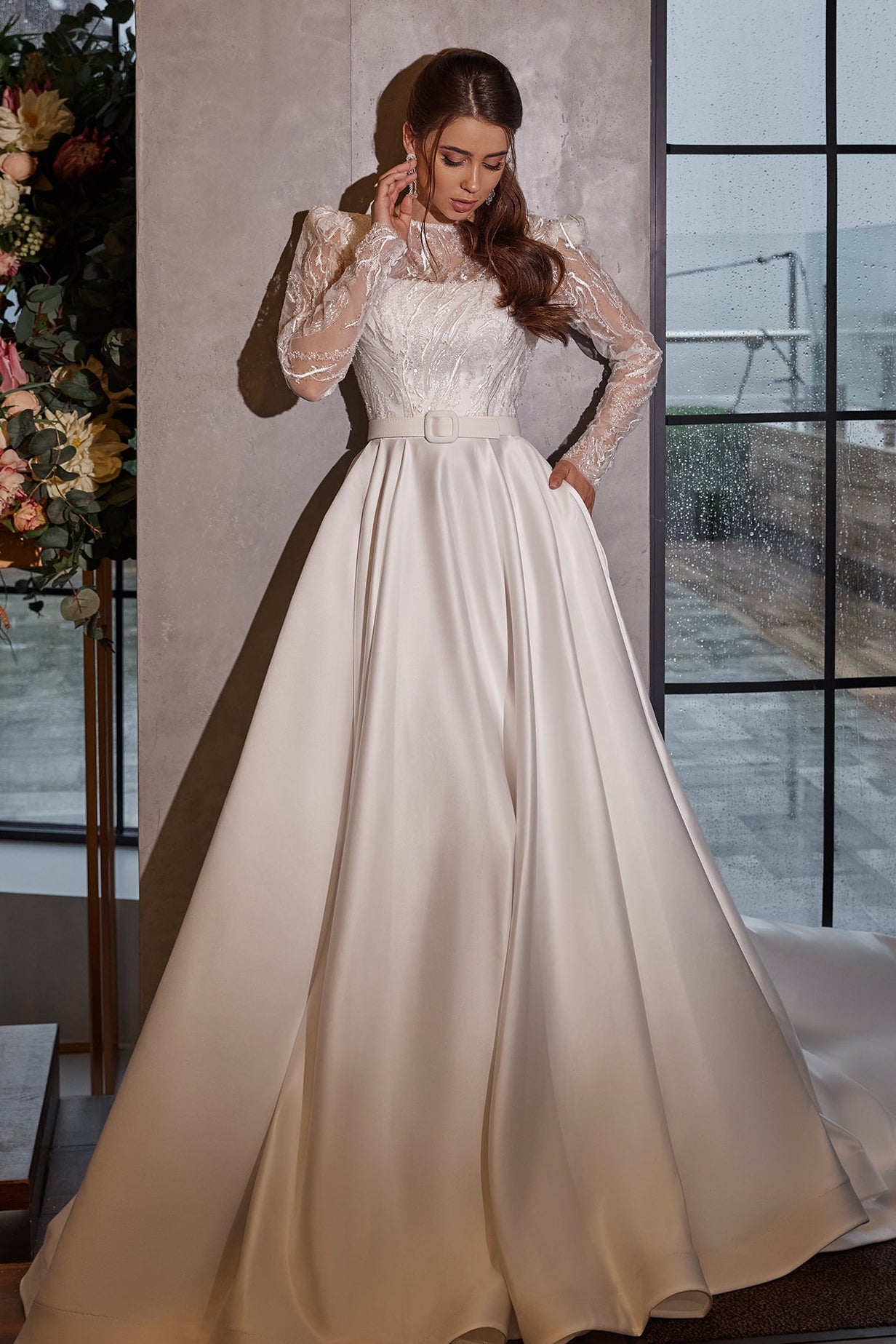 Modest long sleeve wedding dress