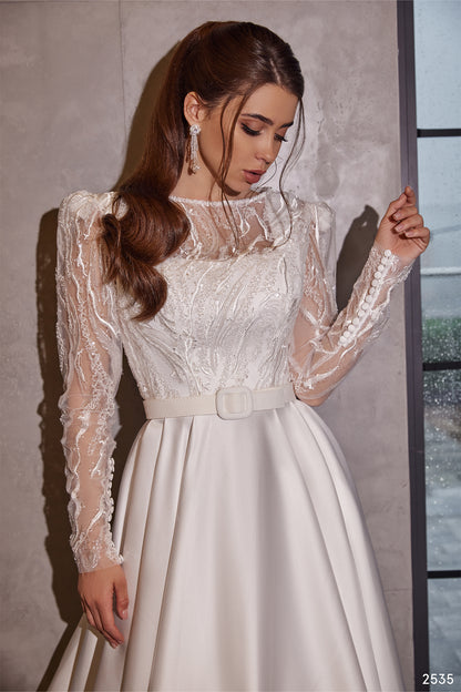 Modest long sleeve wedding dress