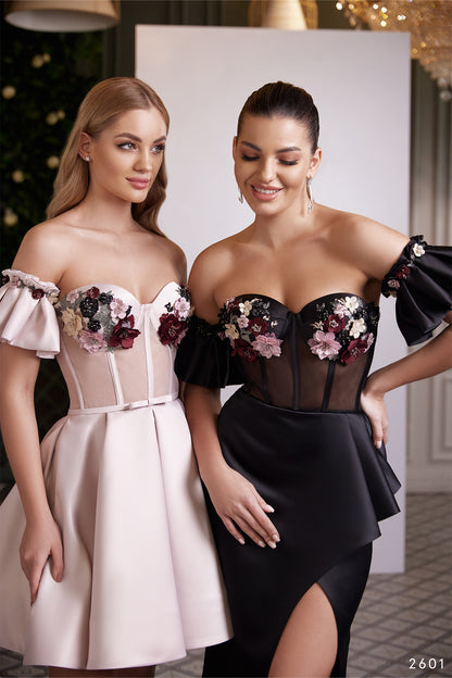 Formal dress with flowers Bustier corset dress