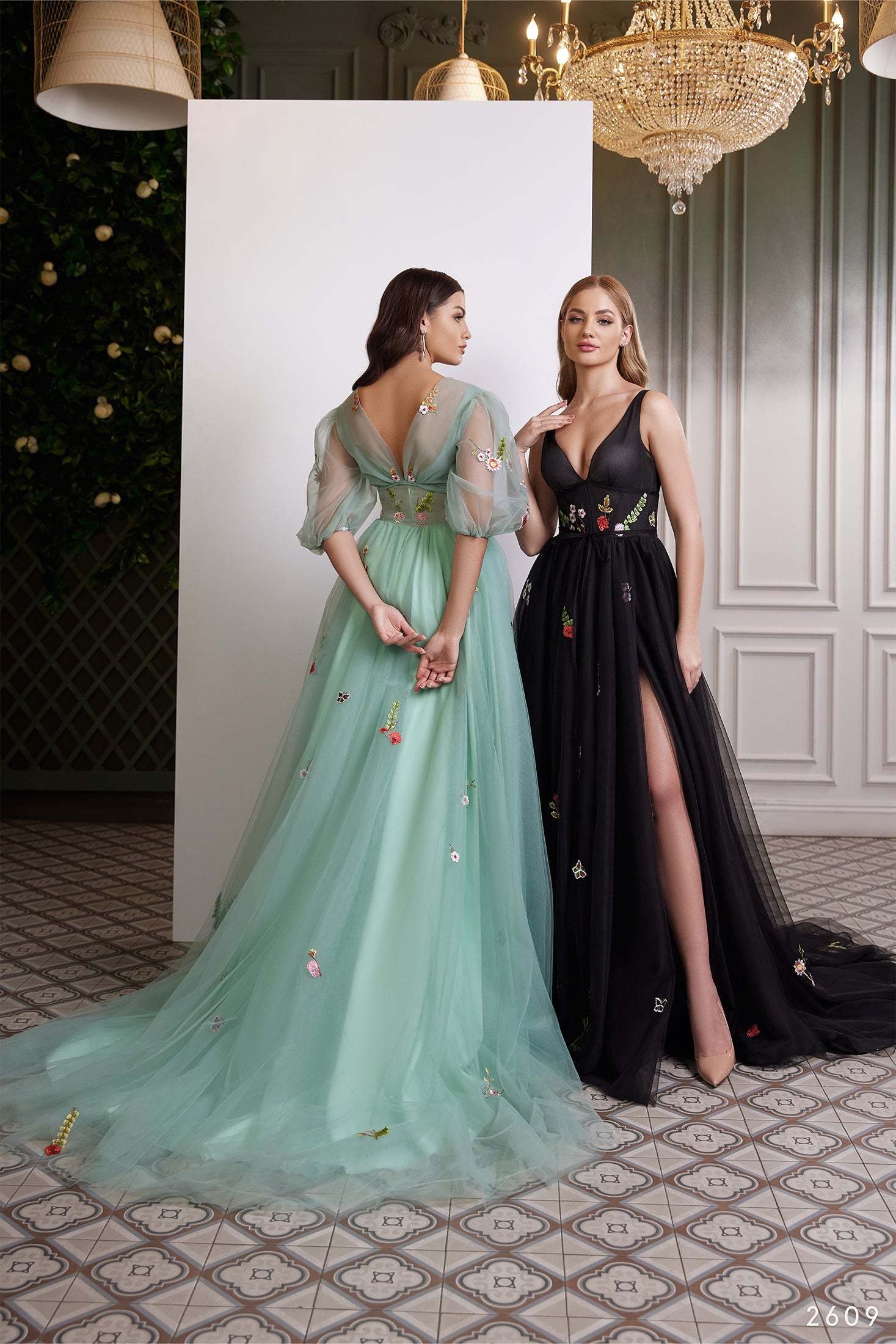 Floral embroidered tulle dress | Fairy core prom dress | KatrinFAVOR 2 US / Sage green Floral embroidered tulle dress | Fairy core prom dress | KatrinFAVOR 2 US / Sage green